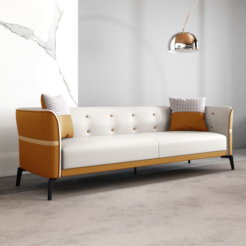 Moderne stijl bankimitatie lederen spons gestoffeerd omvergeworpen leunstoel sofa bed