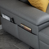Contemporary Pillow Back Cushions Sectional Fabric/Faux Leather Sofa with Storage