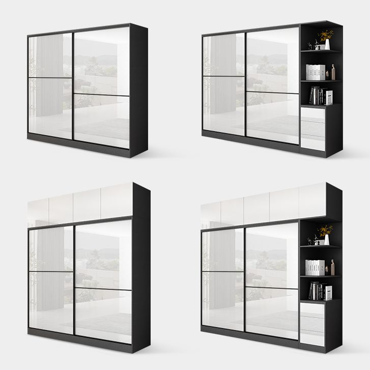 White and Black Wardrobe Armoire Engineered Wood Wardrobe Closet Clearhalo 'Armoires & Wardrobes' 'armoires_wardrobes' 'Bedroom Furniture' 'furn' 'furn_armoires_wardrobes' 'Furniture' 1200x1200_44c77e60-fb1f-49fe-8dd3-eba6584e97a6