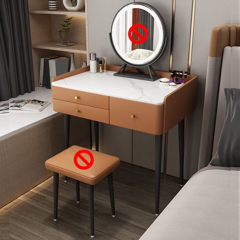 17.32" Wide Vanity Table with 3 Storage Drawers Stone Makeup Table