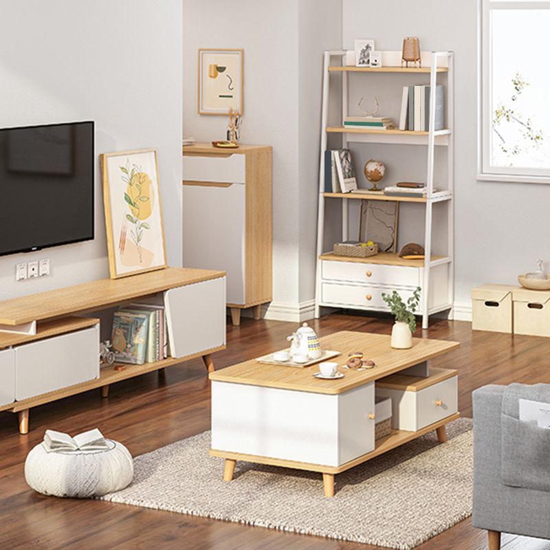 Estantería de madera abierta estantería multicapa de casa minimalista moderna