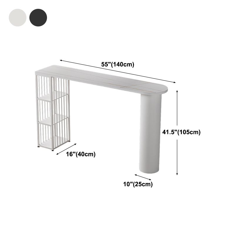 Contemporary Bar Dining Table with Shelves Indoor Bar Height Table Iron Base Clearhalo 'Bar Furniture' 'Bar Tables' 'bar_tables' 'furn' 'furn_bar_tables' 'Furniture' 'furniture_bar_tables' 'Kitchen & Dining Furniture' 'kitchen&dining_furn' 'kitchen' 1200x1200_44cd2090-638e-4e2b-9045-acbc363ca1d5