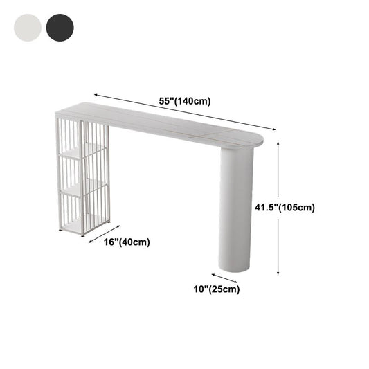 Contemporary Bar Dining Table with Shelves Indoor Bar Height Table Iron Base Clearhalo 'Bar Furniture' 'Bar Tables' 'bar_tables' 'furn' 'furn_bar_tables' 'Furniture' 'furniture_bar_tables' 'Kitchen & Dining Furniture' 'kitchen&dining_furn' 'kitchen' 1200x1200_44cd2090-638e-4e2b-9045-acbc363ca1d5