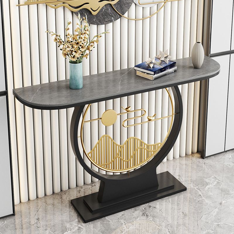 Marmor/Metall -Halbmondglam kratzfestes abstraktes Konsolentabelle