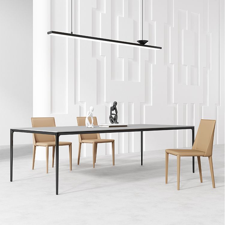 Medieval Modern Sintered Stone Table Rectangle Table with Metal 4 Legs Clearhalo ' dining_table' 'Dining Tables & Seating' 'Dining Tables' 'Furniture' 'furniture_dining_table' 'Kitchen & Dining Furniture' 'kitchen&dining_furn' 'kitchen' 'kitchen_dining_table' 1200x1200_44ceabdd-1a40-4308-90a0-d2edeb492128