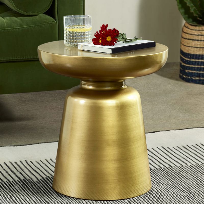 ミッドセンチュリーモダン16.9 "高さの丸いトップサイドテーブルメタルペデスタルエンドテーブル