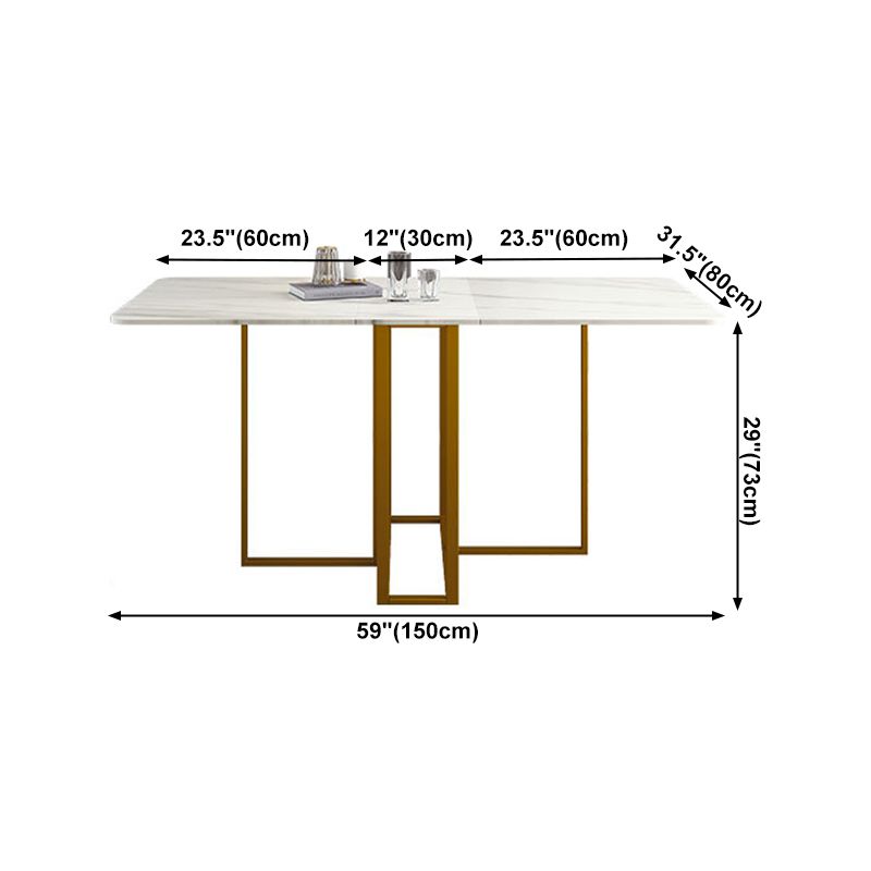 Contemporary Rectangle Dining Room Table Sintered Stone Drop-Leaf Table,59"L x 28.7"H Clearhalo ' dining_table' 'Dining Tables & Seating' 'Dining Tables' 'furn' 'furn_dining_table' 'Furniture' 'furniture_dining_table' 'Kitchen & Dining Furniture' 'kitchen&dining_furn' 'kitchen' 'kitchen_dining_table' 1200x1200_44d135ee-72ff-4d98-ad2a-81c91c9853bb