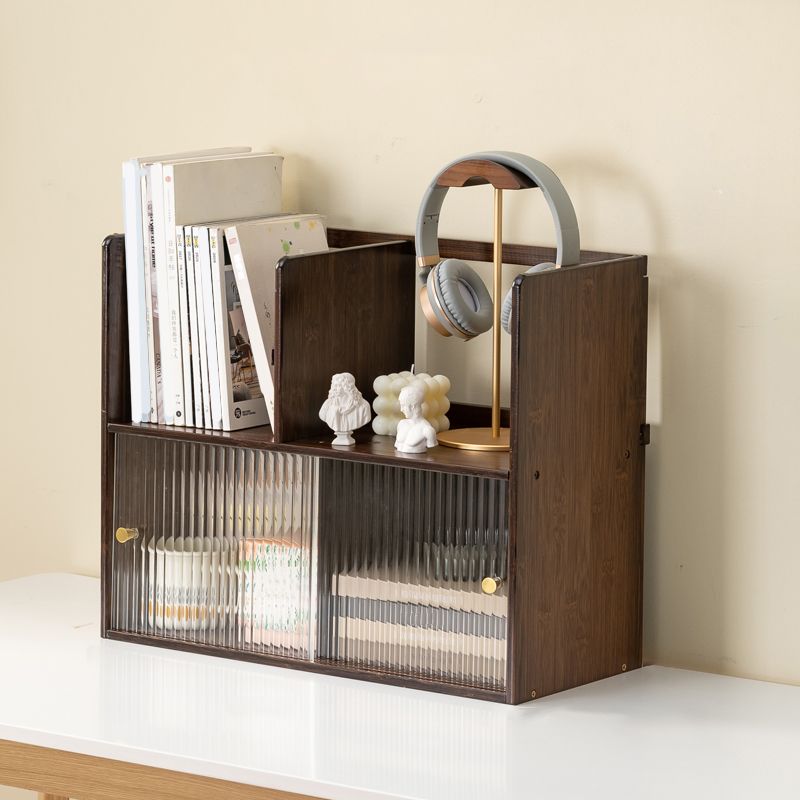 Zeitgenössischer geschlossener Backbuchregal Bambus Horizontales Bücherregal mit Türen