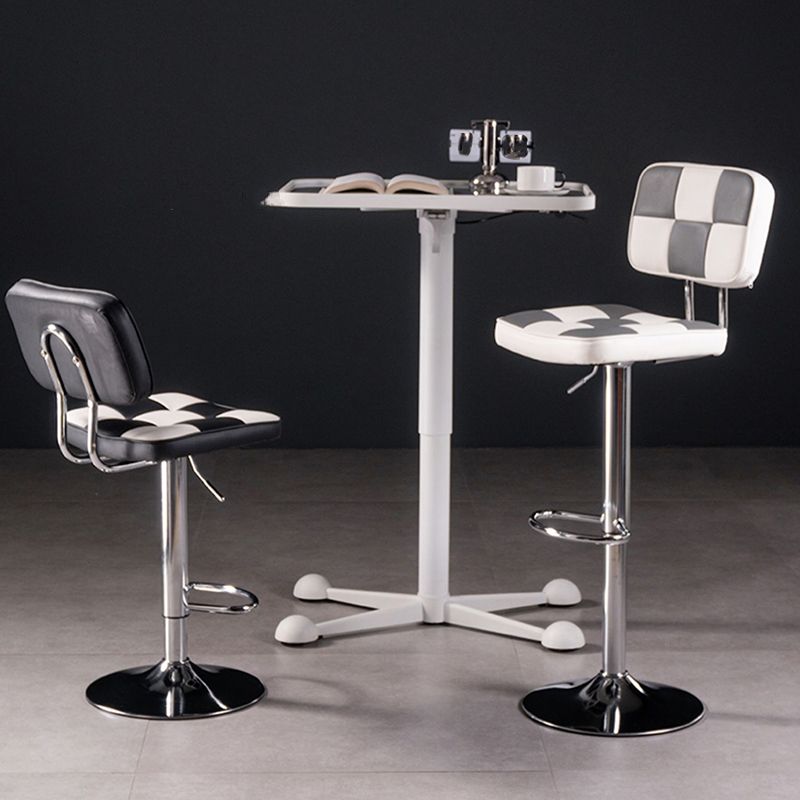 Modern Adjustable Backrest Counter High Stool with Leather Cushion