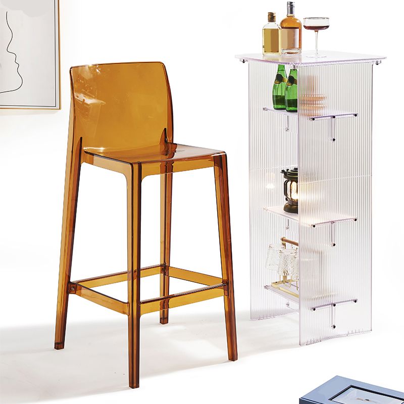 Contemporary Acrylic Armless Low Back Bar Stool with Footrest