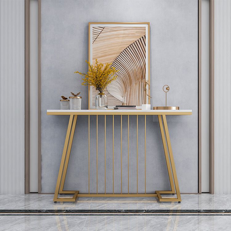 31.5" Tall Hall Console Table Marble Glam Accent Table with Abstract Base