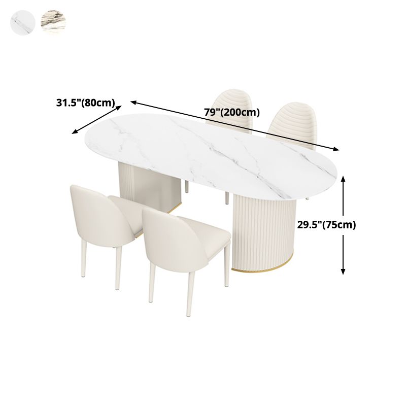 Oval Double Pedestal Modern Dining Table Sintered Stone Fixed Table for Kitchen Clearhalo ' dining_table' 'Dining Tables & Seating' 'Dining Tables' 'furn' 'furn_dining_table' 'Furniture' 'furniture_dining_table' 'Kitchen & Dining Furniture' 'kitchen&dining_furn' 'kitchen' 'kitchen_dining_table' 1200x1200_44d7ad28-749e-49e1-a0eb-bb89b271311a