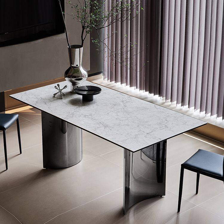 Metal Traditional Luxury Rectangle Table White Sintered Stone Table for Kitchen and Dining Room Clearhalo ' dining_table' 'Dining Tables & Seating' 'Dining Tables' 'furn' 'furn_dining_table' 'Furniture' 'furniture_dining_table' 'Kitchen & Dining Furniture' 'kitchen&dining_furn' 'kitchen' 'kitchen_dining_table' 1200x1200_44d7b43c-e769-4f1d-9648-d7c34ada42cd