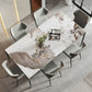 Modern Dining Table Set 1/5/7 Pcs Stone Dining Table with Wingback Chairs