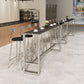 Rechteckiges Bartisch-Set, 1/5-teilig, moderner Bartisch mit Eisenrahmen und gepolsterte Hocker