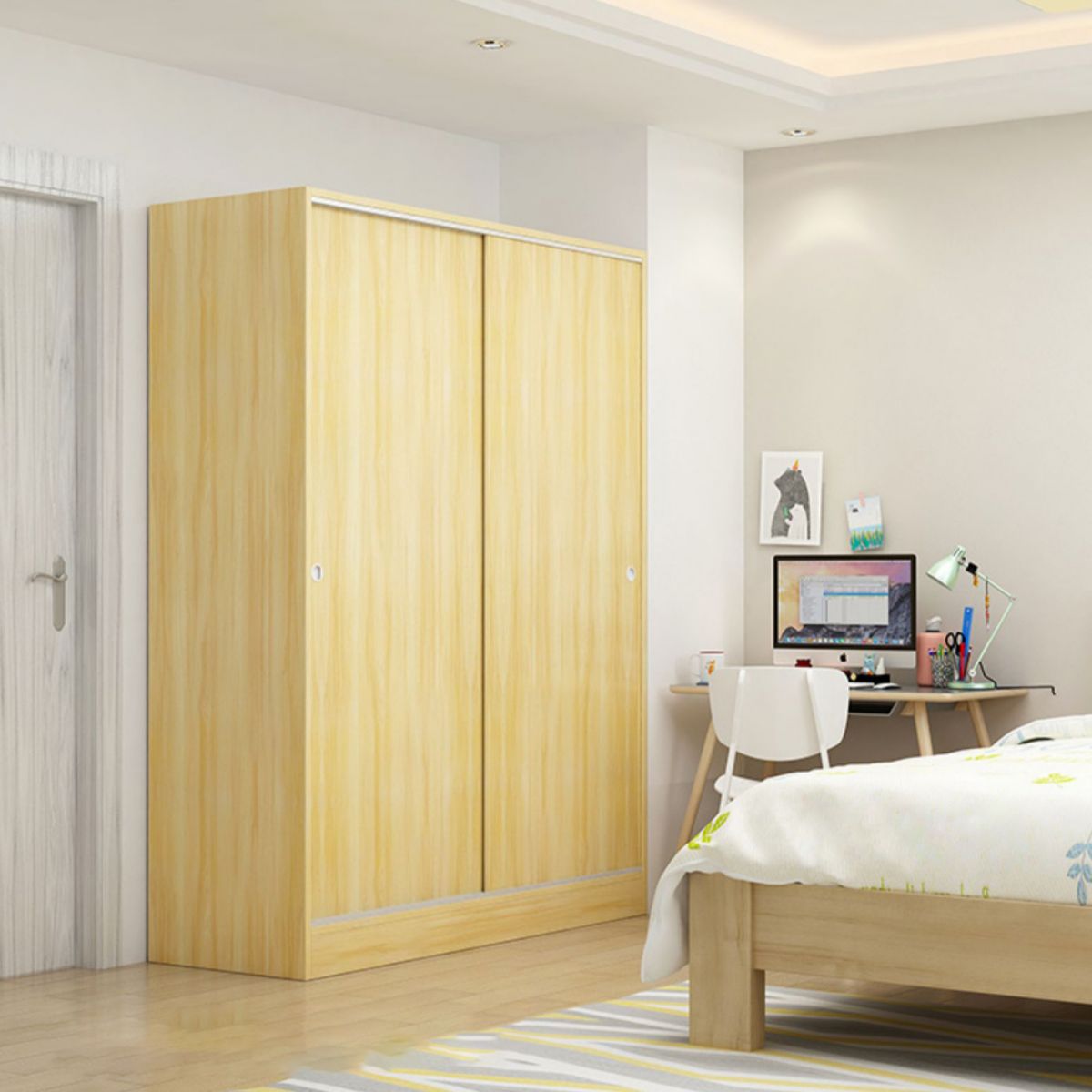 Contemporary Wardrobe Cabinet Sliding Storage Cabinet for Home