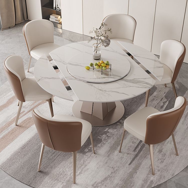 Nordic 1/4/5/6/7/9 Pieces Dining Set Stone Round Table and Leather Chairs Dinette Set Clearhalo 'Dining Room Sets' 'Dining Tables & Seating' 'dining_room_set' 'furn' 'furn_dining_room_set' 'Furniture' 'furniture_dining_room_set' 'Kitchen & Dining Furniture' 'kitchen&dining_furn' 'kitchen' 1200x1200_44dd2463-3f6c-4fbf-9584-0d4b9bb66110