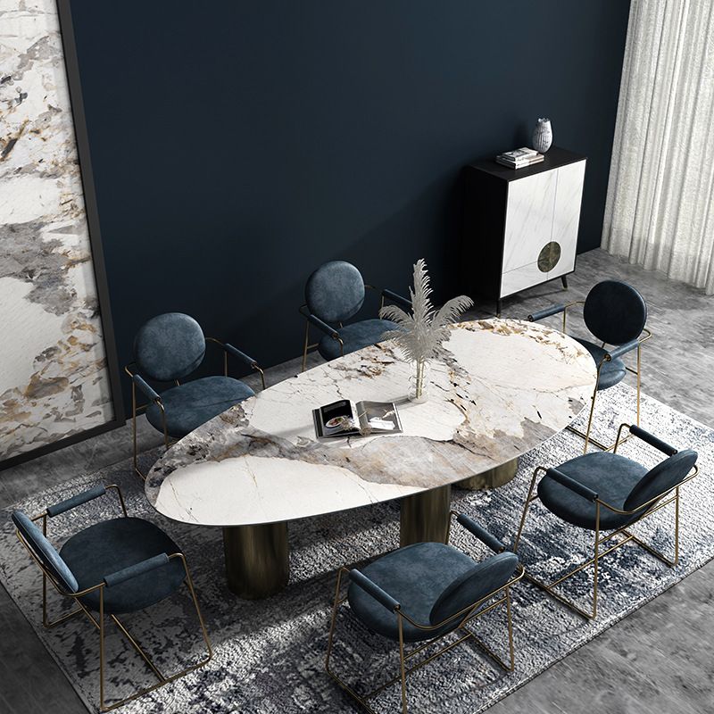 Oval Sintered Stone Dining Table Modern Furniture With Tripod Base for Office Clearhalo 'Dining Tables & Seating' 'Dining Tables' 'dining_table' 'furn' 'furn_dining_table' 'Furniture' 'Kitchen & Dining Furniture' 1200x1200_44de329b-24d4-4cf0-bd19-99a3c363432b
