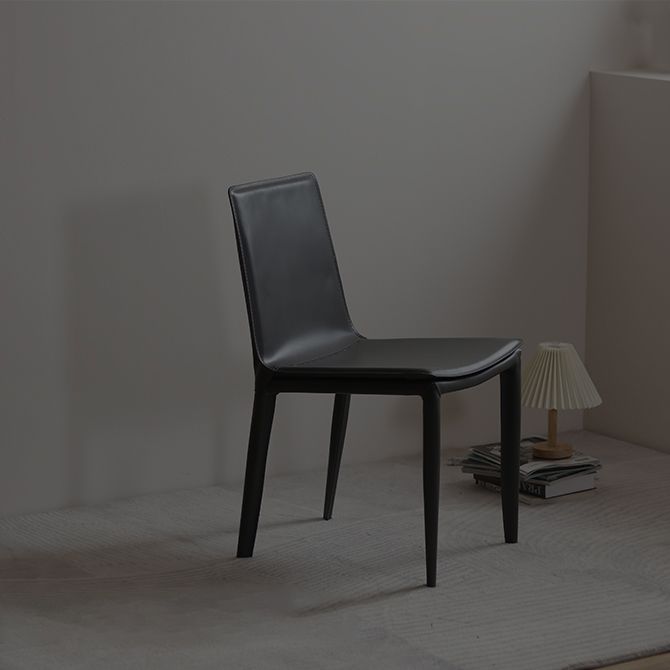 Modern Design Armless Solid Back Chair Leather Dining Chairs for Home Use Clearhalo 'Dining Chairs' 'Dining Tables & Seating' 'dining_chair' 'furn' 'furn_dining_chair' 'Furniture' 'furniture_dining_chair' 'Kitchen & Dining Furniture' 1200x1200_44e3ee44-49eb-4ab0-8d08-d2a0b5b41e82