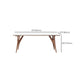 Modern Rectangular White Stone Top Dining Table with 4 Ash Legs