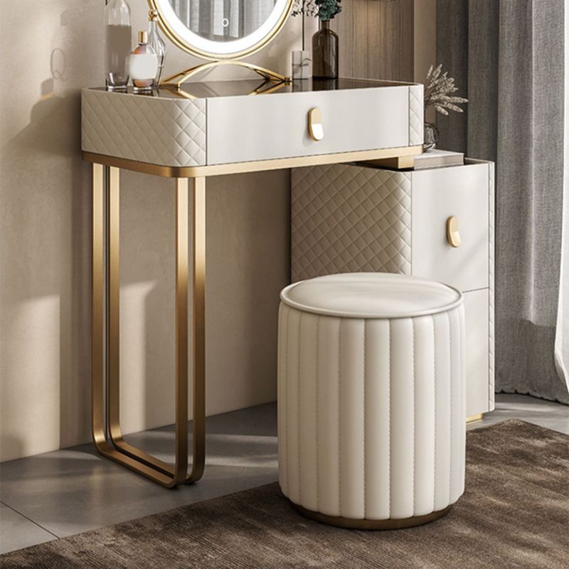 Contemporary Glass Top Vanity Desk Solid Wood Vanity Dressing Table