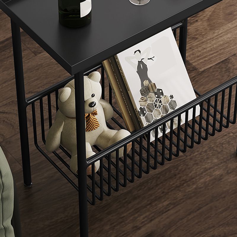 Rectangle Tray Top Side Table 21.65" Tall Iron 4 Legs End Table with Shelf