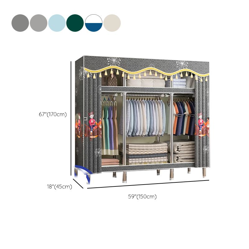 Freestanding Metal Frame Wardrobe Modern Removable Wardrobe with Legs Clearhalo 'Armoires & Wardrobes' 'armoires_wardrobes' 'Bedroom Furniture' 'furn' 'furn_armoires_wardrobes' 'Furniture' 1200x1200_44e852d1-e373-4bc1-9902-f2f2ab9fb5bc