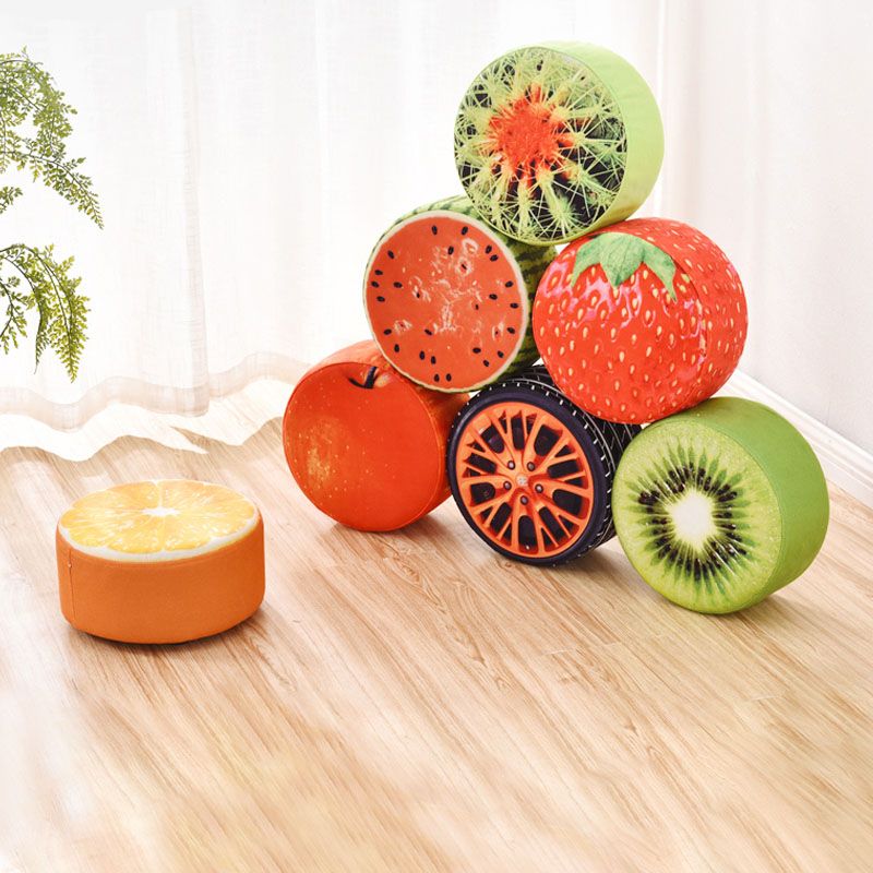 Round Pouf Upholstered Scratch Resistant Contemporary Fruit Printed Fabric Footstool Clearhalo 'furn' 'furn_ottomans_poufs' 'Furniture' 'Living Room Furniture' 'Ottomans & Poufs' 'ottomans_poufs' 1200x1200_44ea6b10-940b-431e-8dcd-1e9f1d755cb5