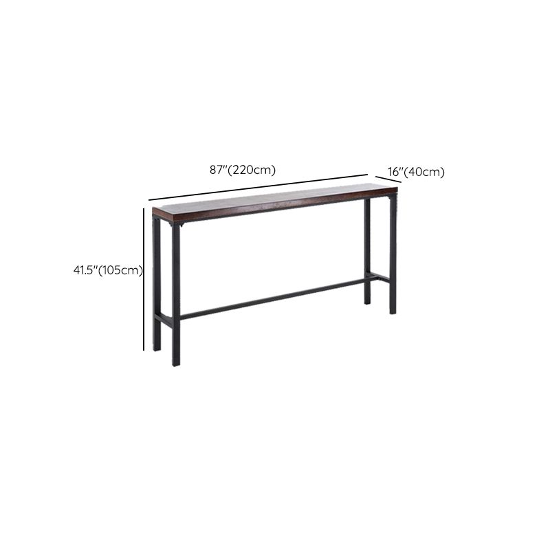 Mesa de bar industrial con tapa de madera maciza y base negra