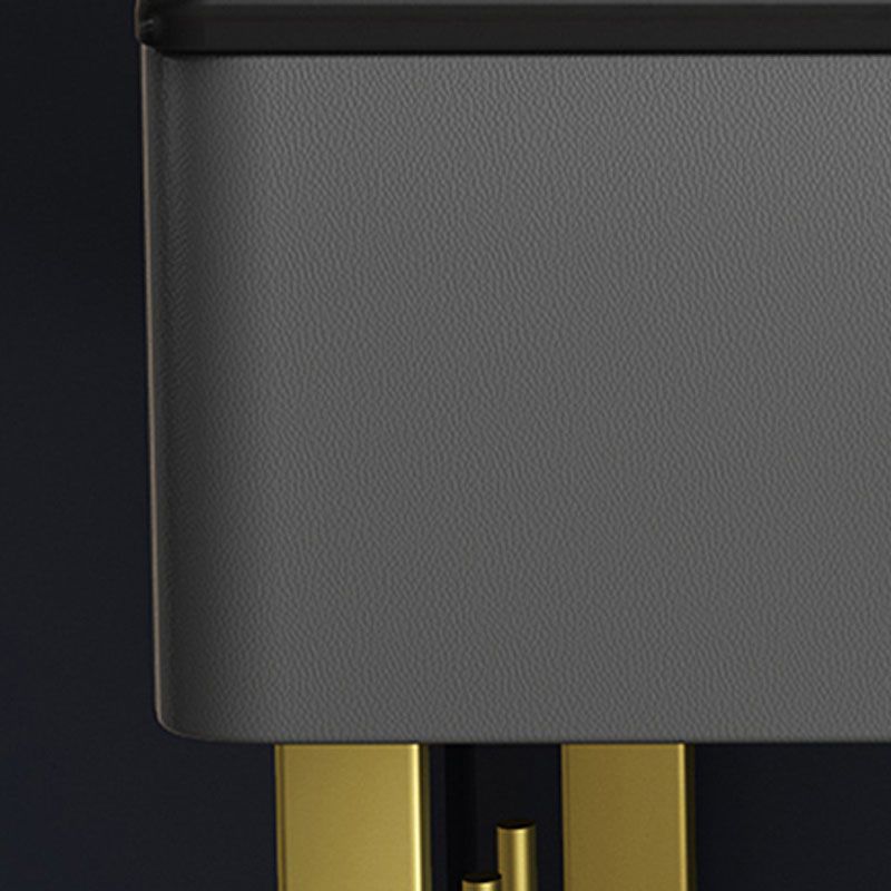 Glam -kaptafel Echte lederen ijdelheid tafel met 4 opbergladen