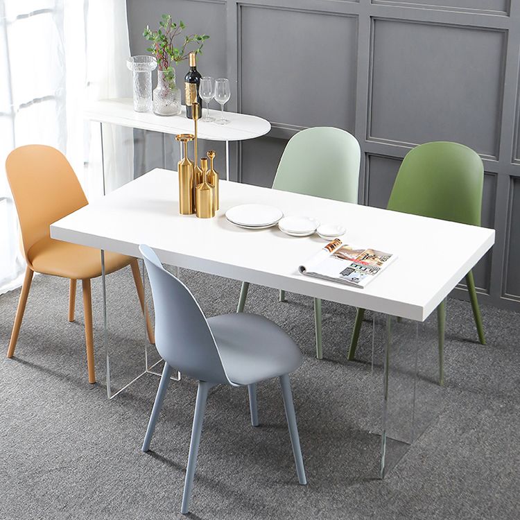 Transparent Base Double Pedestal Table Modern Stone Top Dinner Table Kitchen Home Clearhalo 'Dining Tables & Seating' 'Dining Tables' 'dining_table' 'furn' 'furn_dining_table' 'Furniture' 'furniture_dining_table' 'Kitchen & Dining Furniture' 'kitchen' 'kitchen_dining_table' 1200x1200_44f3f10a-0af9-4585-baa9-8387d3f34bc2