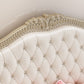 Victorian Standard Bed Upholstered Headboard White Tufted Panel Bed