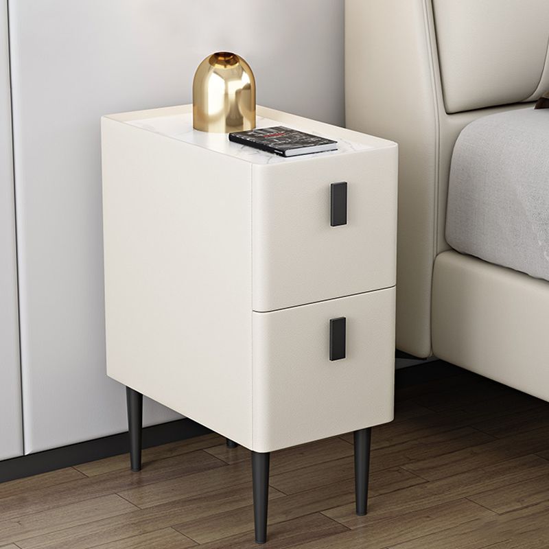 Stone Top Night Tisch moderne 22 Zoll H 2-Drawer Imitation Holz Nachttisch mit Beinen