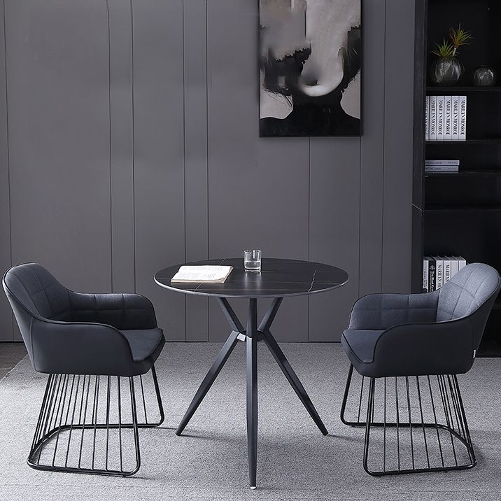Modern Style Round Dinner Table Sintered Stone Table with Metal Base for Home Use Clearhalo ' dining_table' 'Dining Tables & Seating' 'Dining Tables' 'furn' 'furn_dining_table' 'Furniture' 'furniture_dining_table' 'Kitchen & Dining Furniture' 'kitchen&dining_furn' 'kitchen' 'kitchen_dining_table' 1200x1200_44f52b0b-dca6-44da-b234-bc9ce6372c95