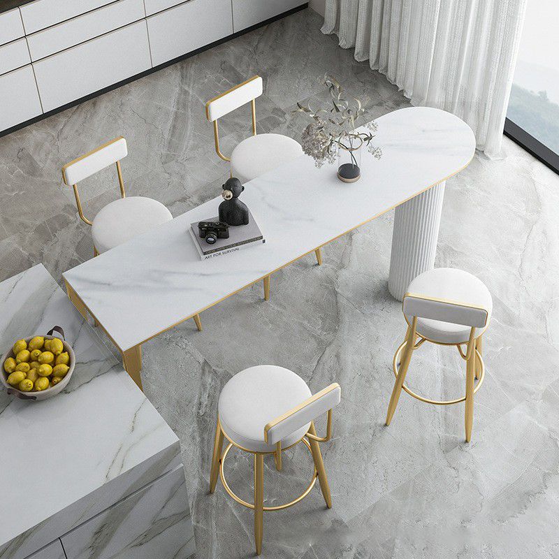 Stone Indoor Glam Bar Dining Table Iron Bistro Table with Double Pedestal Clearhalo 'Bar Furniture' 'Bar Tables' 'bar_tables' 'furn' 'furn_bar_tables' 'Furniture' 'furniture_bar_tables' 'Kitchen & Dining Furniture' 'kitchen&dining_furn' 'kitchen' 1200x1200_44f7a85e-1990-4ed6-9d16-f02fbf475676