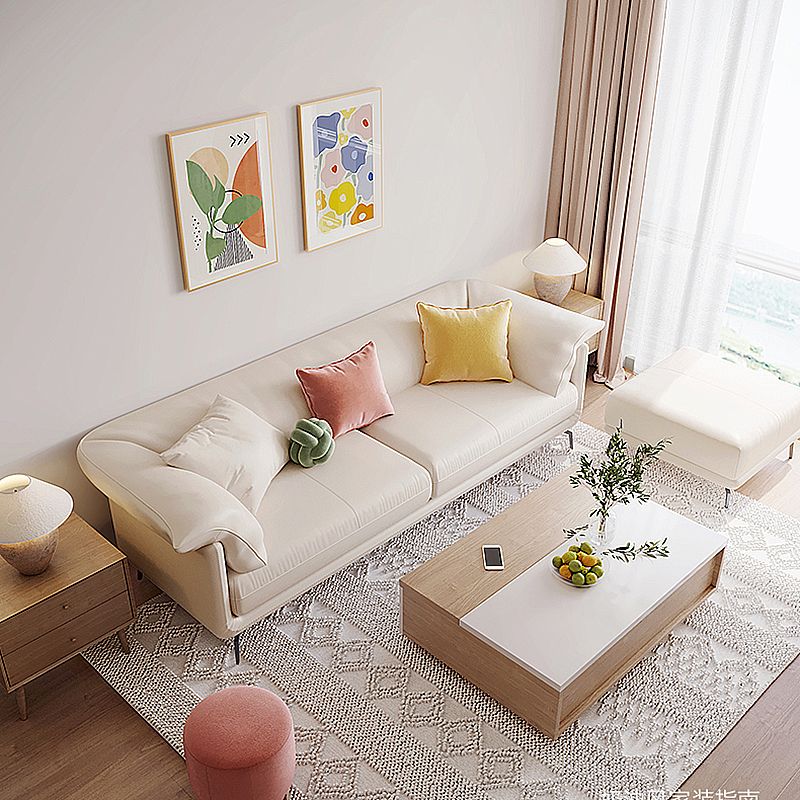 Pillow Top Arm Sectionals 33.46"High Removable Cushion Sofa for Living Room, Beige Clearhalo 'furn' 'furn_sectionals' 'Furniture' 'furniture_sectionals' 'Living Room Furniture' 'Sectionals' 1200x1200_44f932e1-c69b-494b-a3d1-cacdab6d328d