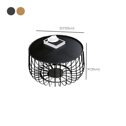 Mid-century Modern Iron Round Coffee Table, Frame Base Cocktail Table Clearhalo 'Coffee & Accent Tables' 'Coffee Tables' 'coffee_tables' 'furn' 'furn_coffee_tables' 'Furniture' 'Living Room Furniture' 1200x1200_44f9f130-7846-4f4f-92d4-6e0ca233403a