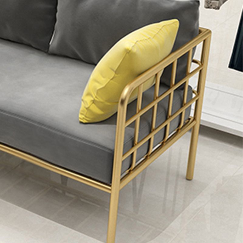 Zeitgenössischer Metallrahmen Samt quadratische Armsofa für Wohnzimmer