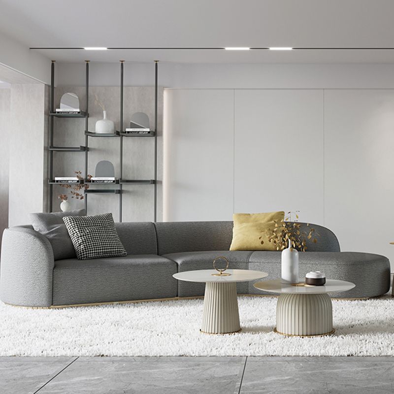 Ultra-Modern Polyester Blend Tight Back Sofa 27.56"High Tuxedo Arm Sofa Clearhalo 'furn' 'furn_sectionals' 'Furniture' 'furniture_sectionals' 'kitchen' 'kitchen_sectionals' 'Living Room Furniture' 'Sectionals' 1200x1200_44fdc1f9-f6db-4124-a23d-a14617059f00