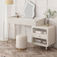 Glam White Vanity Dressing Table Slate Top Makeup Vanity Desk
