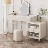 Glam White Vanity Dressing Table Slate Top Makeup Vanity Desk