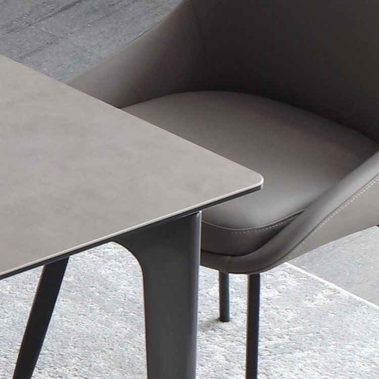 Minimalist Dining Table Set Metal Frame Grey Slate Rectangular Dining Table Set with 4 Legs Base Clearhalo 'Dining Room Sets' 'Dining Tables & Seating' 'dining_room_set' 'furn' 'furn_dining_room_set' 'Furniture' 'furniture_dining_room_set' 'Kitchen & Dining Furniture' 'kitchen&dining_furn' 'kitchen' 1200x1200_44ff9acd-0502-4bf3-ad31-559d7c5cc33f