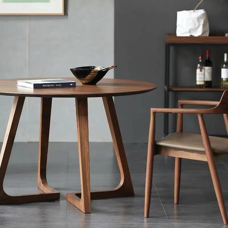 Round Wood Dining Table Reclaimed Oak Table in Brown with Double Pedestal Clearhalo ' dining_table' 'Dining Tables & Seating' 'Dining Tables' 'furn' 'furn_dining_table' 'Furniture' 'furniture_dining_table' 'Kitchen & Dining Furniture' 'kitchen&dining_furn' 'kitchen' 'kitchen_dining_table' 1200x1200_450081e0-7a93-4e8a-93a6-9cdef7c1d196