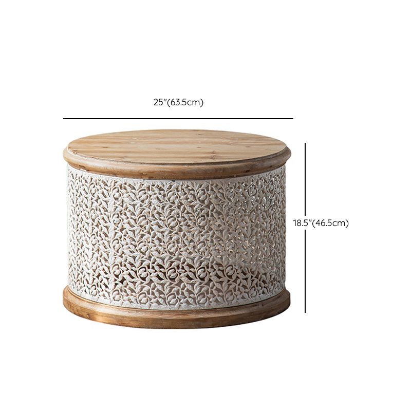 Tavolo d'angolo in campagna francese rotondo in legno solido tavolino