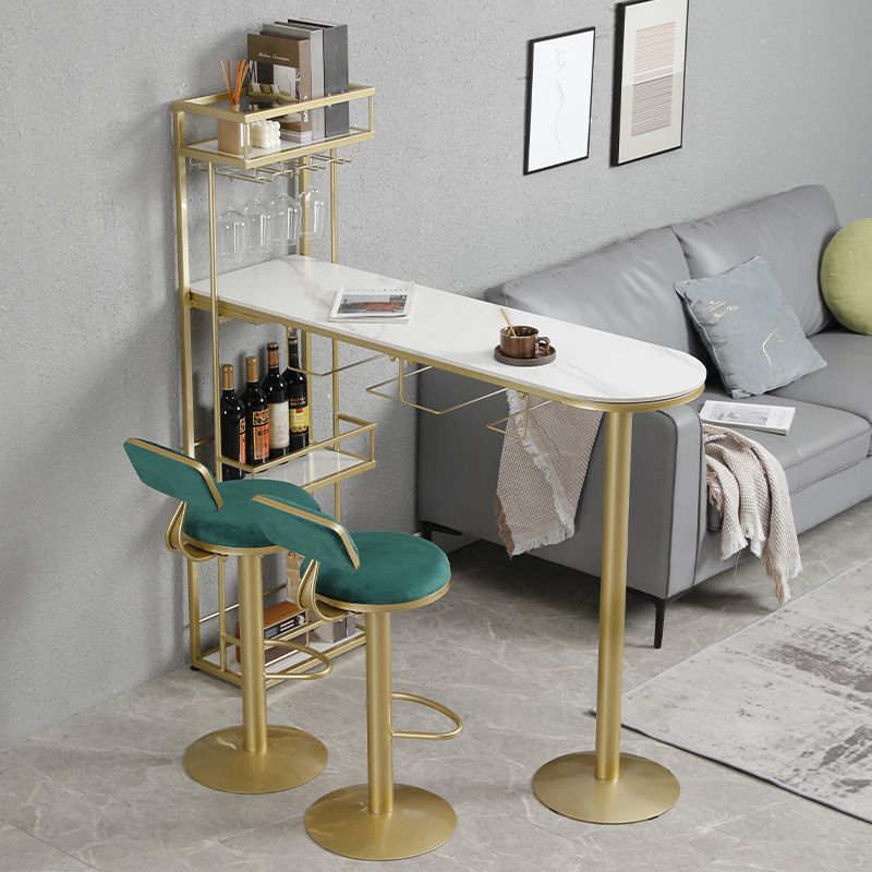 Contemporary Stone Bar Table Set 1/3 Pcs Metal Base Bar Table with Adjustable Stools Clearhalo 'Bar Furniture' 'furn' 'furn_home_bar_bar_sets' 'Furniture' 'Home Bars & Bar Sets' 'home_bar_bar_sets' 'Kitchen & Dining Furniture' 1200x1200_4501fd11-9663-4a4a-9984-47155d59a610