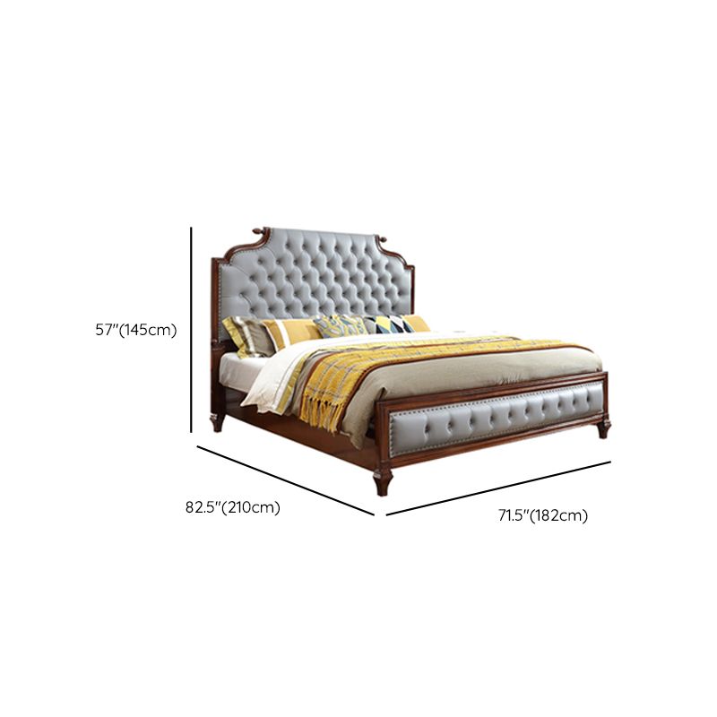 Cama de panel marrón tradicional 57.08 "Cama de roble de alto con cabecera tapizada