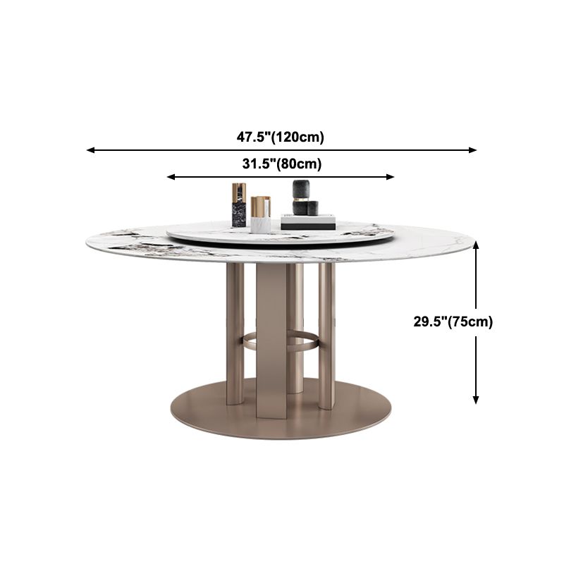 Tavolo da pranzo rotondo in pietra tavolo di lusso tradizionale con piedistallo casual