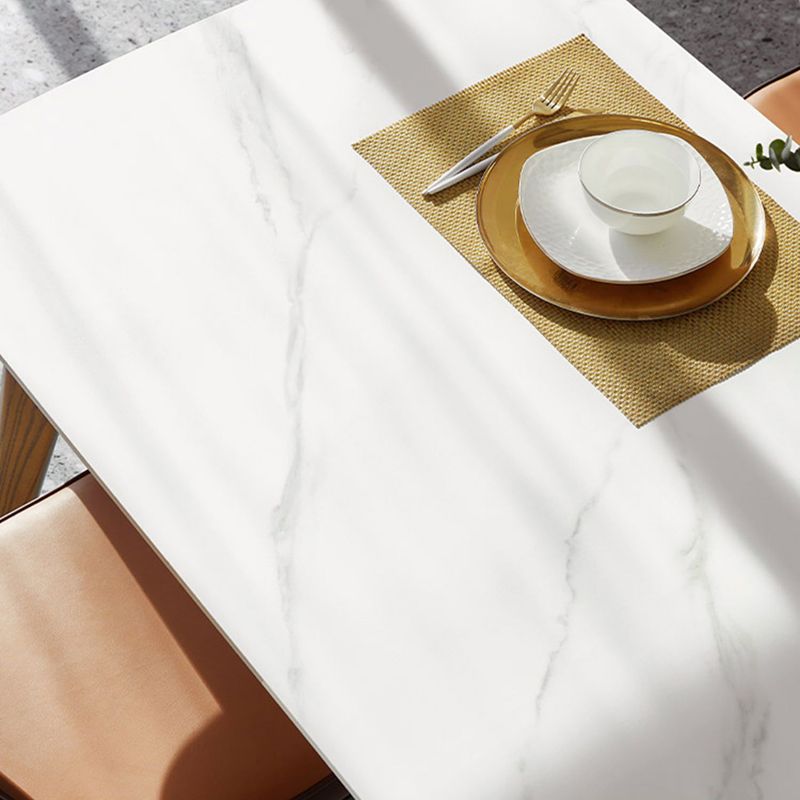 Wit eigentijdse rechthoekige stenen eettafel met 4 voet