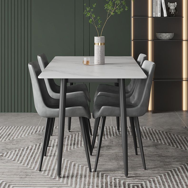 Stone Top Table Rectangle Contemporary Dining Table with 4 Black Legs Clearhalo 'Dining Tables & Seating' 'Dining Tables' 'dining_table' 'furn' 'furn_dining_table' 'Furniture' 'furniture_dining_table' 'Kitchen & Dining Furniture' 1200x1200_4502d46a-f7bf-4272-a5ad-7ed244072f8f