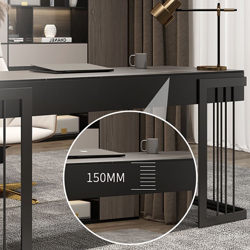 Bureau de bureau en pierre et métal avec un tiroir Courbe d'écriture pour chambre à coucher